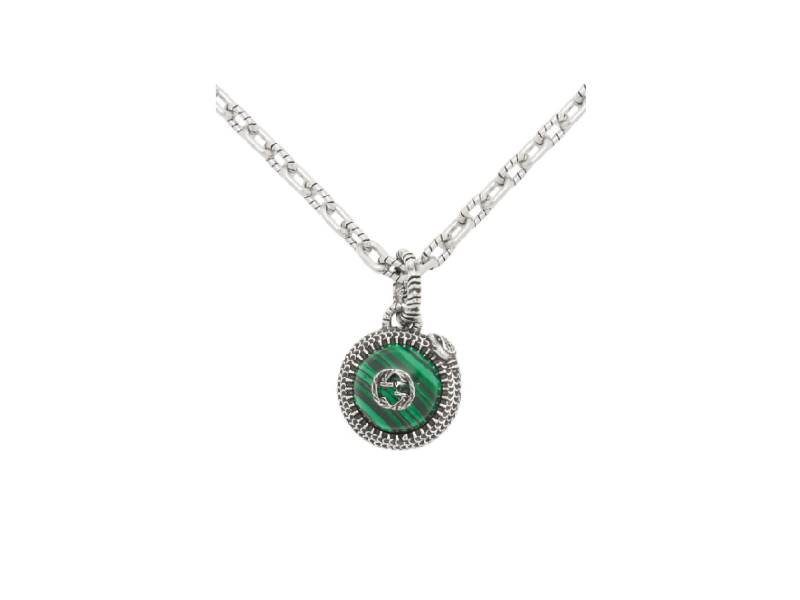 COLLANA IN ARGENTO CON CIONDOLO IN ARGENTO E MALACHITE MOTIVO SERPENTE GUCCI GARDEN GUCCI YBB57742900100U